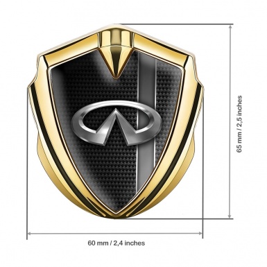 Infiniti Fender Emblem Badge Gold Dark Carbon Greyscale Stripe Design
