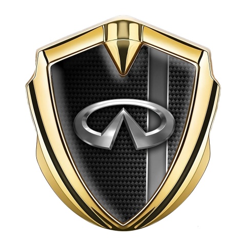 Infiniti Fender Emblem Badge Gold Dark Carbon Greyscale Stripe Design