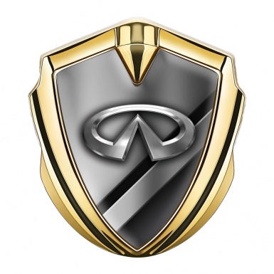 Infiniti Emblem Self Adhesive Gold Diagonal Metallic Effect Chrome Design