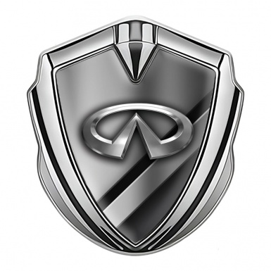 Infiniti Emblem Self Adhesive Silver Diagonal Metallic Effect Chrome Design