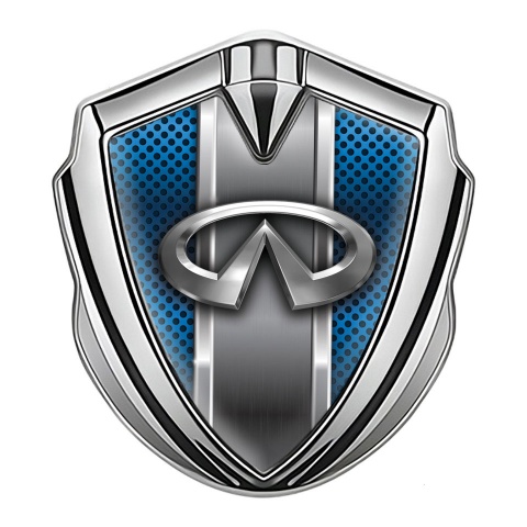 Infiniti Bodyside Emblem Badge Silver Blue Grate Metallic Pilon Design