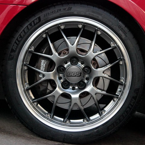 BBS Wheel Center Caps Emblem Carbon Comfort Black Outline