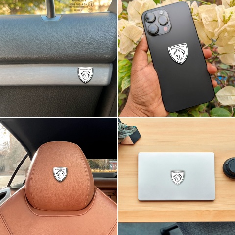 Peugeot Emblem Silicone Sticker White New Design