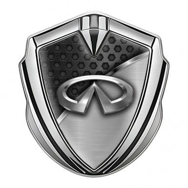 Infiniti Trunk Emblem Badge Silver Dark Hex Metal Molding Edition
