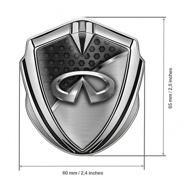 Infiniti Trunk Emblem Badge Silver Dark Hex Metal Molding Edition
