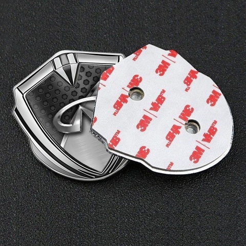 Infiniti Trunk Emblem Badge Silver Dark Hex Metal Molding Edition