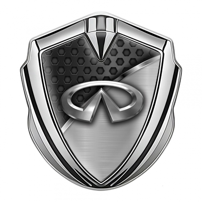 Infiniti Trunk Emblem Badge Silver Dark Hex Metal Molding Edition