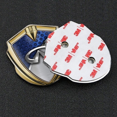 Infiniti Emblem Car Badge Gold Blue Honeycomb Chrome Lath Edition