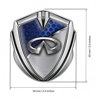 Infiniti Emblem Car Badge Silver Blue Honeycomb Chrome Lath Edition