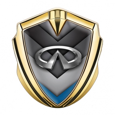 Infiniti Bodyside Domed Emblem Gold Stacked Panels Blue Fragment