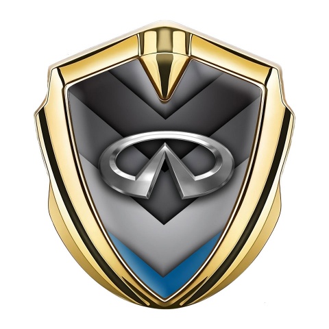 Infiniti Bodyside Domed Emblem Gold Stacked Panels Blue Fragment