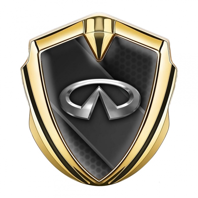Infiniti Metal Emblem Self Adhesive Gold Dark Ribbon Chrome Logo