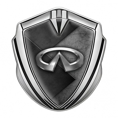 Infiniti Bodyside Badge Self Adhesive Silver Scratched Stone Classic Logo