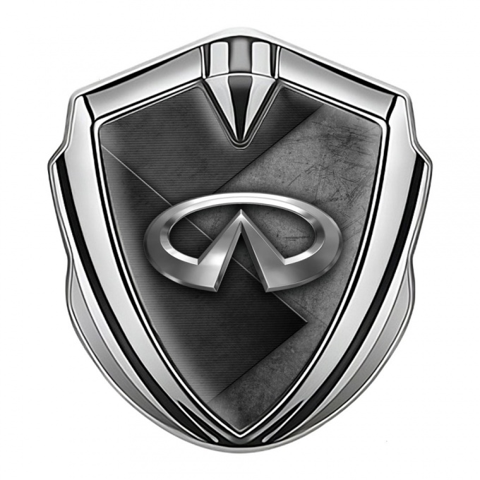 Infiniti Bodyside Badge Self Adhesive Silver Scratched Stone Classic Logo