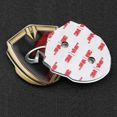 Infiniti Emblem Badge Self Adhesive Gold Red Stone Motif Chrome Edition
