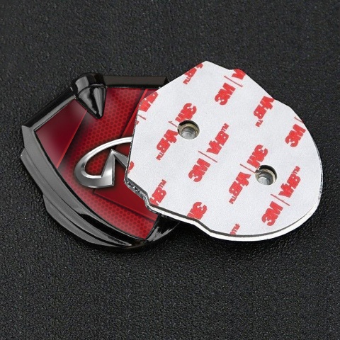 Infiniti Emblem Trunk Badge Graphite Red Hex Fragments Clean Chrome Logo