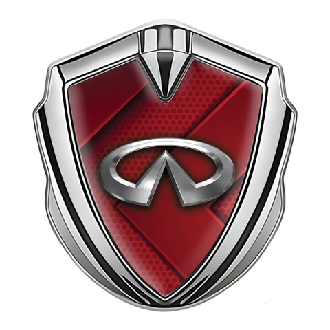 Infiniti Emblem Trunk Badge Silver Red Hex Fragments Clean Chrome Logo
