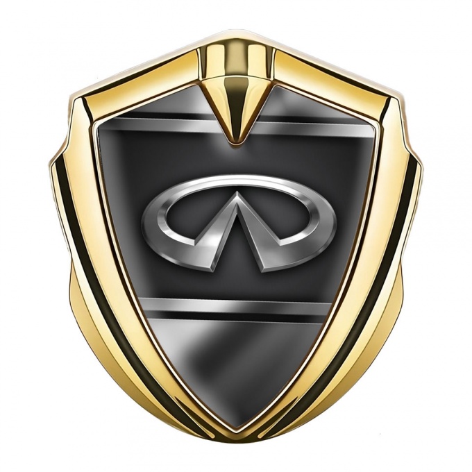 Infiniti Emblem Self Adhesive Gold Black Base Metallic Frame Edition