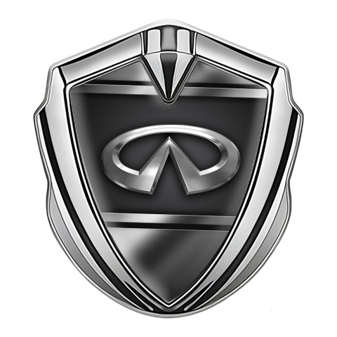 Infiniti Emblem Self Adhesive Silver Black Base Metallic Frame Edition