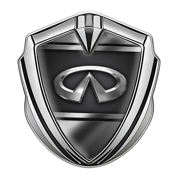 Infiniti Emblem Self Adhesive Silver Black Base Metallic Frame Edition
