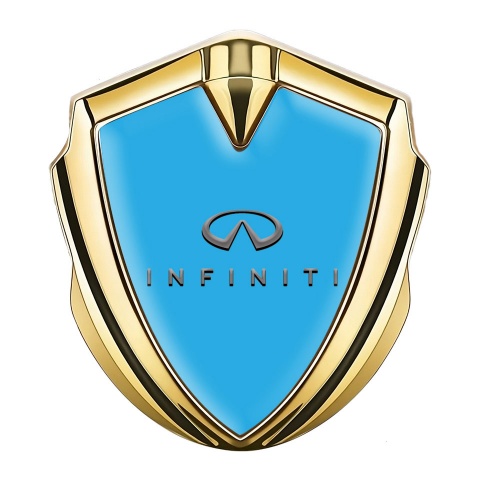 Infiniti Metal Emblem Self Adhesive Gold Aqua Blue Classic Logo Design