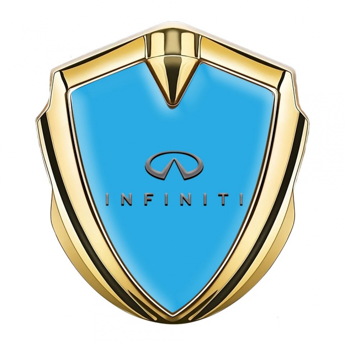 Infiniti Metal Emblem Self Adhesive Gold Aqua Blue Classic Logo Design