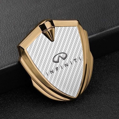 Infiniti Emblem Badge Self Adhesive Gold White Carbon Gradient Edition