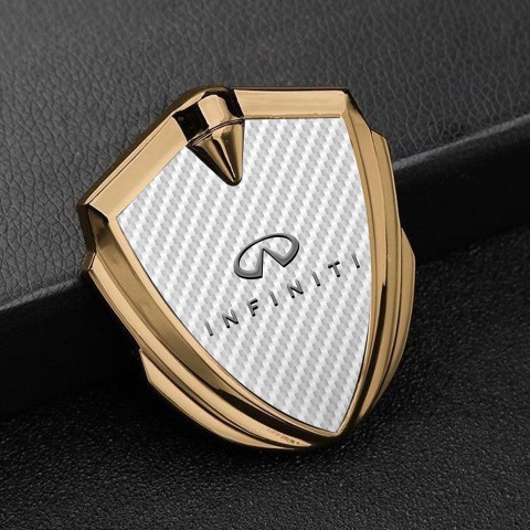 Infiniti Emblem Badge Self Adhesive Gold White Carbon Gradient Edition