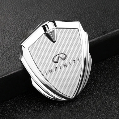 Infiniti Emblem Badge Self Adhesive Silver White Carbon Gradient Edition