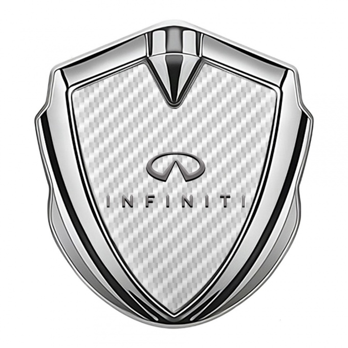 Infiniti Emblem Badge Self Adhesive Silver White Carbon Gradient Edition