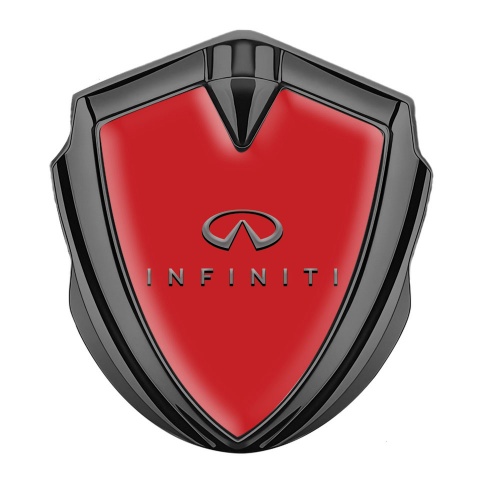 Infiniti Fender Emblem Badge Graphite Red Base Grey Gradient Logo