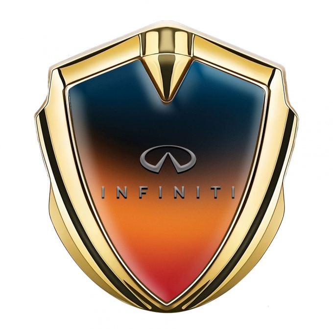Infiniti Bodyside Emblem Badge Gold Color Gradient Grey Logo Design