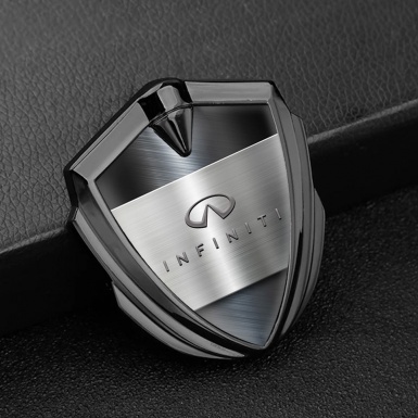 Infiniti Trunk Emblem Badge Graphite Steel Plaque Fine Grey Characters