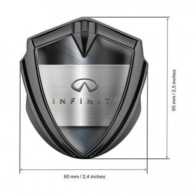 Infiniti Trunk Emblem Badge Graphite Steel Plaque Fine Grey Characters