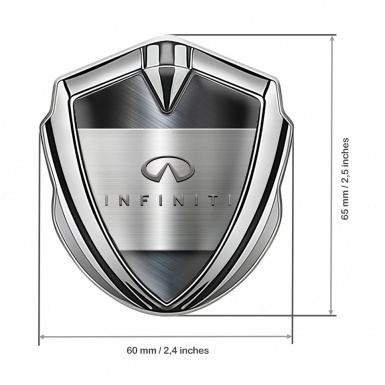 Infiniti Trunk Emblem Badge Silver Steel Plaque Fine Grey Characters