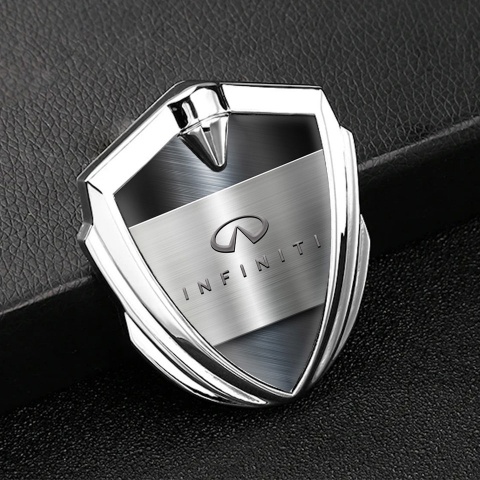Infiniti Trunk Emblem Badge Silver Steel Plaque Fine Grey Characters