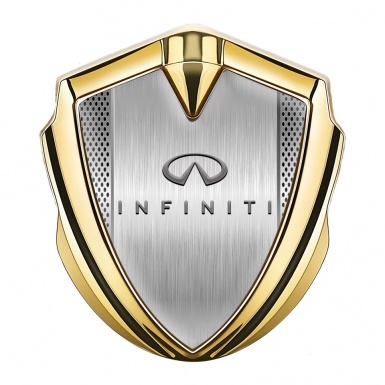 Infiniti Emblem Car Badge Gold Metal Grate Brushed Aluminum Design