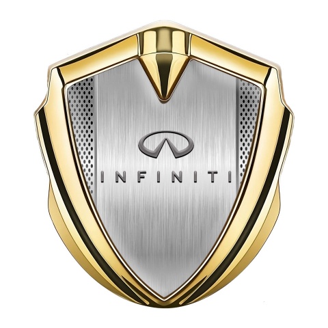 Infiniti Emblem Car Badge Gold Metal Grate Brushed Aluminum Design
