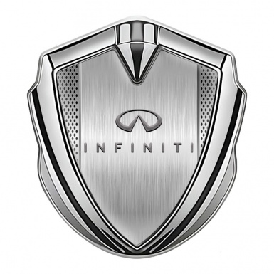 Infiniti Emblem Car Badge Silver Metal Grate Brushed Aluminum Design