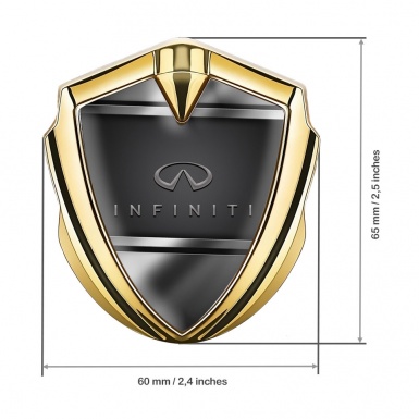 Infiniti Emblem Fender Badge Gold Black Metallic Frame Classic Logo
