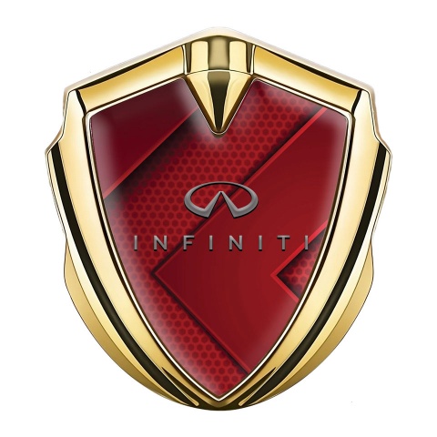 Infiniti Fender Emblem Badge Gold Red Honeycomb Fragments Design