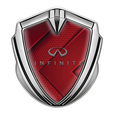 Infiniti Fender Emblem Badge Silver Red Honeycomb Fragments Design