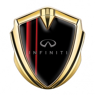 Infiniti Trunk Emblem Badge Gold Black Background Red Gradient Stripes