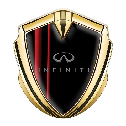 Infiniti Trunk Emblem Badge Gold Black Background Red Gradient Stripes