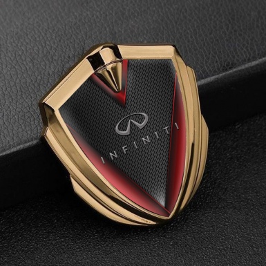 Infiniti Bodyside Domed Emblem Gold Fine Grate Red Side Fragments