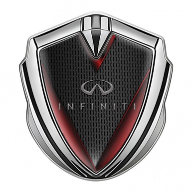 Infiniti Bodyside Domed Emblem Silver Fine Grate Red Side Fragments