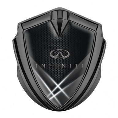 Infiniti Metal Emblem Self Adhesive Graphite Grey Hex Light Beams Effect