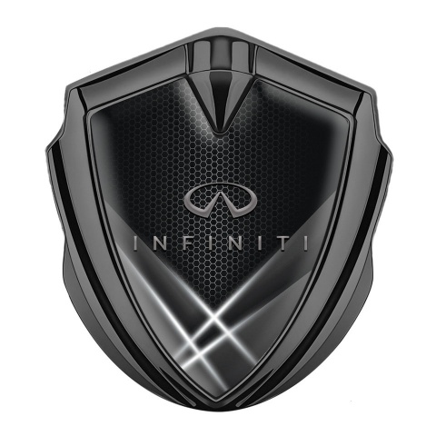 Infiniti Metal Emblem Self Adhesive Graphite Grey Hex Light Beams Effect