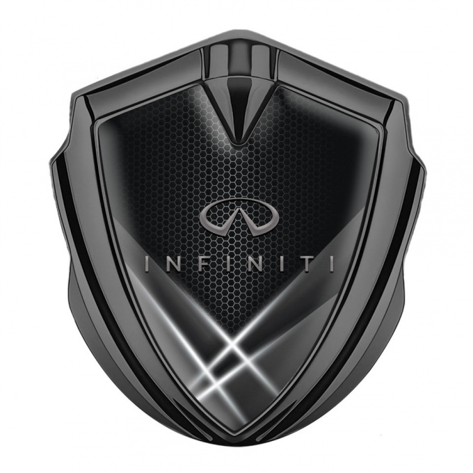 Infiniti Metal Emblem Self Adhesive Graphite Grey Hex Light Beams Effect