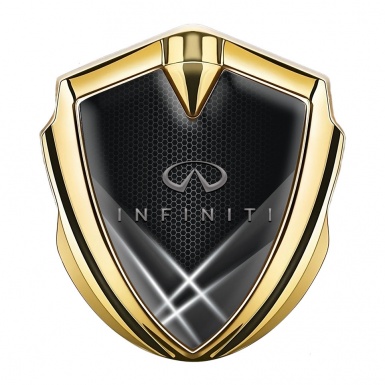 Infiniti Metal Emblem Self Adhesive Gold Grey Hex Light Beams Effect